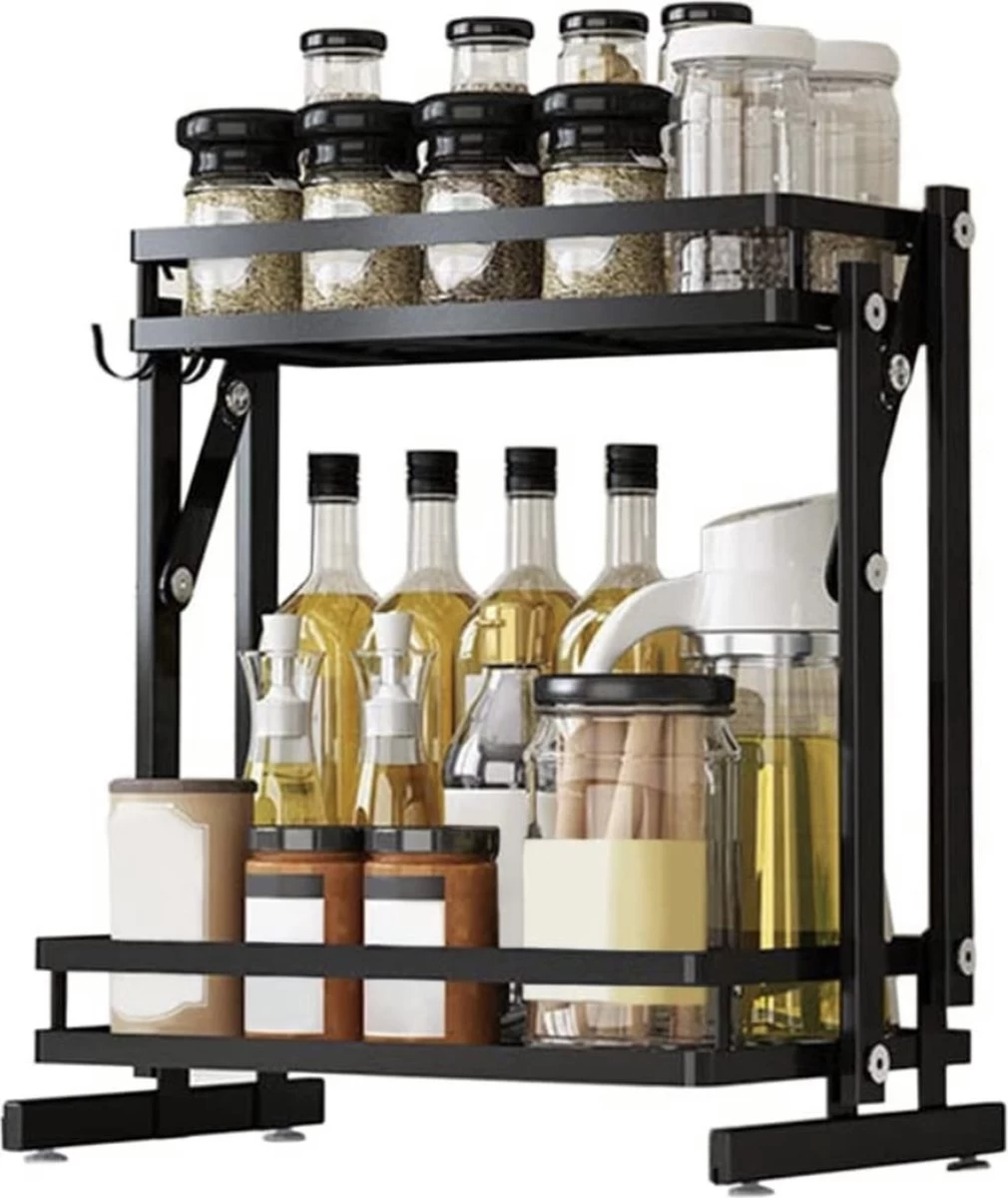 Merkloos Inklapbaar Kruidenrek - 2-laags Keukenrek - Aanrecht Organizer - Kruiden Etàgere - Staand Keukenrek 1 Merkloos Inklapbaar Kruidenrek - 2-laags Keukenrek - Aanrecht Organizer - Kruiden Etàgere - Staand Keukenrek