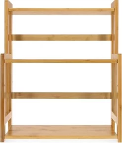 Navaris Keukenrek Met 3 Planken - Verstelbaar Kruidenrek Van Bamboe - Staand - Stevige Constructie - Natuurlijk Bamboehout - Waterafstotend -Voedselopslag Winkel 1026x1200