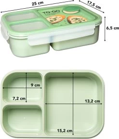 Lock&Lock Lunchbox - Bento Box - Salade Lunchbox - Met 3 Compartimenten - Met Dressing/Saus Bakje - Volwassenen En Kinderen - To Go - Lekvrij - BPA Vrij - 1,5 Liter - Groen -Voedselopslag Winkel 1032x1200