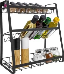 QUVIO Kruidenrek - Keukenrek Staand - Keukenrekje - Keukenrek - Aanrecht Organizer - Metaal - 19 X 35 X 38 Cm