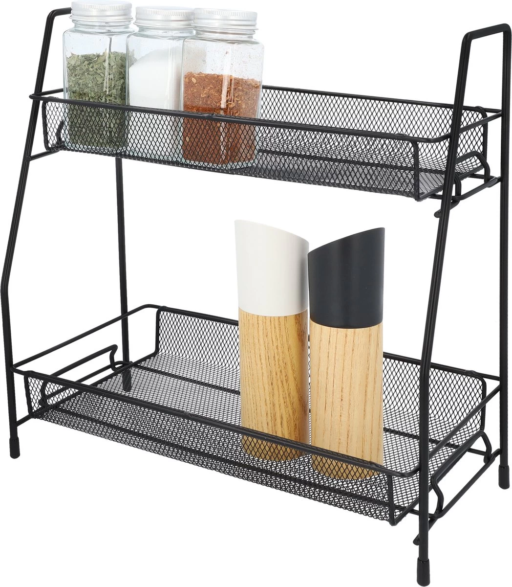 QUVIO Kruidenrekken Staal - Kruidenrek Staand - Kruidenrekken Zwart - Opbergrek - Opbergrekken Breedte Van 25 Tot 50 Cm - Opbergrek Zwart - Keukenrek - Keukenrek Staand 2 Laags - Zwart - Metaal 1 QUVIO Kruidenrekken Staal - Kruidenrek Staand - Kruidenrekken Zwart - Opbergrek - Opbergrekken Breedte Van 25 Tot 50 Cm - Opbergrek Zwart - Keukenrek - Keukenrek Staand 2 Laags - Zwart - Metaal