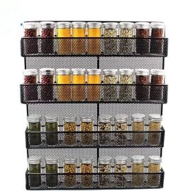 QUVIO Groot Kruidenrek Staal - Ophangbaar - Voor 32 Kruidenpotjes - 4 Laags - Zwart