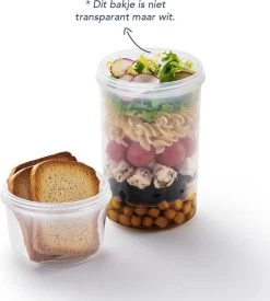 Lock&Lock Yoghurt Beker To Go - Muesli Beker To Go - Lunchbeker - Salade To Go - Saladebox - Large - 760 Ml + 310 Ml - Wit -Voedselopslag Winkel 1077x1200 1
