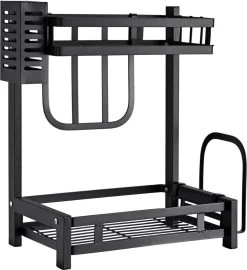 Pazzo Goods - Keuken Organizer - Keukenrek - Zwart - Metaal - 2 Laags - Multifunctioneel - Zwart - -Voedselopslag Winkel 1097x1200