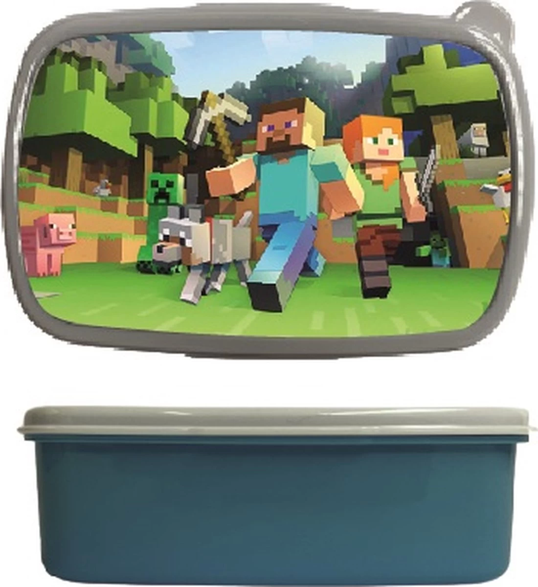 Broodtrommel - Lunchbox - Minecraft - Blauw - Schoolspullen 1 Broodtrommel - Lunchbox - Minecraft - Blauw - Schoolspullen