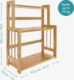 Navaris Keukenrek Met 3 Planken - Verstelbaar Kruidenrek Van Bamboe - Staand - Stevige Constructie - Natuurlijk Bamboehout - Waterafstotend -Voedselopslag Winkel 1102x1200 1