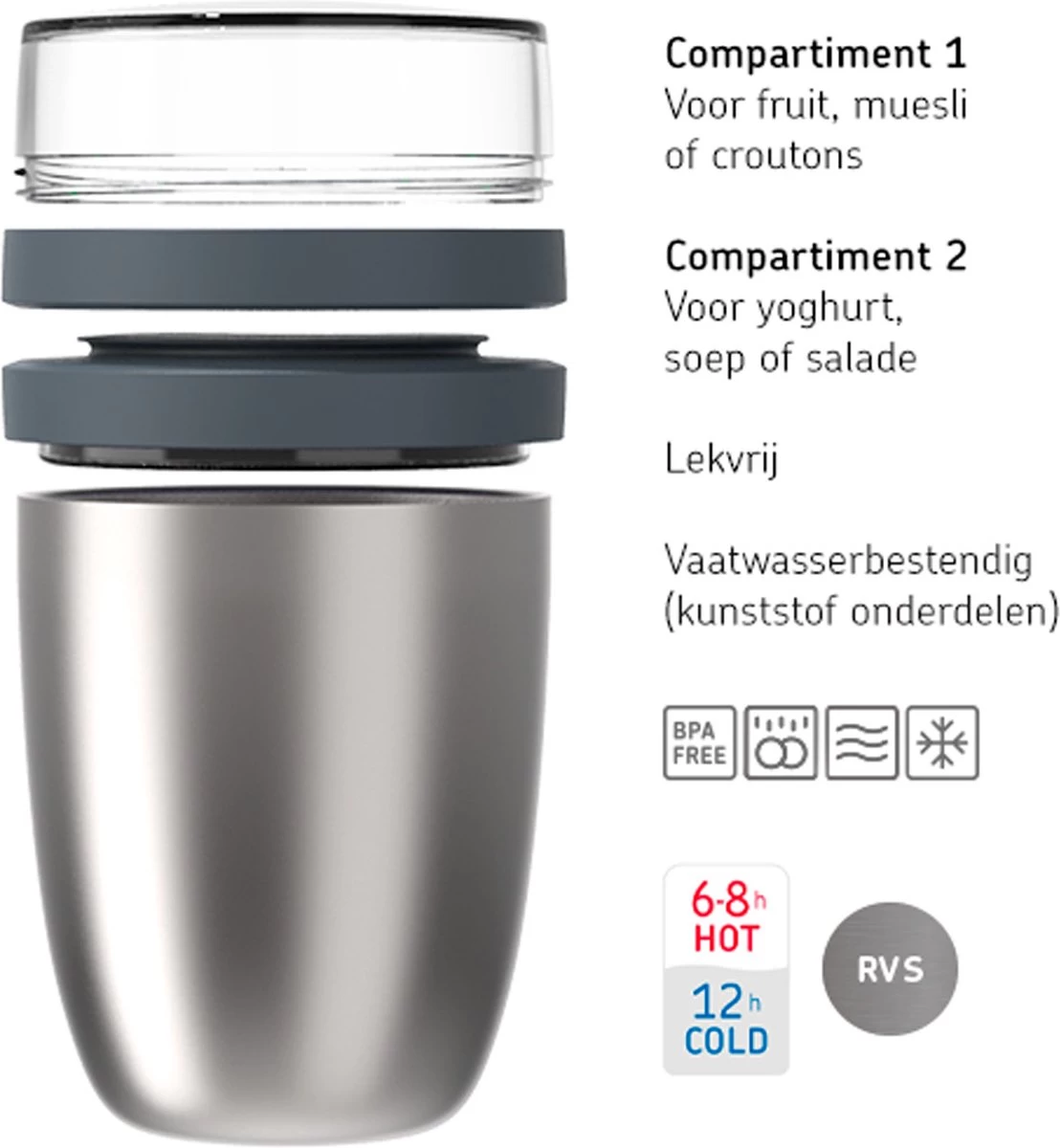 Mepal – Isoleer Lunchpot Ellipse – Houdt Je Eten 6-8 Uur Warm En 12 Uur Koud – Nordic Green – 2 Compartimenten – Soep Beker To Go – Yoghurt Beker Muesli - Thermos Lunchbox 7 Mepal – Isoleer Lunchpot Ellipse – Houdt Je Eten 6-8 Uur Warm En 12 Uur Koud – Nordic Green – 2 Compartimenten – Soep Beker To Go – Yoghurt Beker Muesli - Thermos Lunchbox - Afbeelding 7