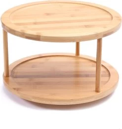 Merkloos Decopatent® Kruidenrek / Fruitschaal Bamboe - Rond - Kruiden Carrousel - Draaibaar - Staand Bamboe Specerijenrek Draaiplateau - Fruitrek -Voedselopslag Winkel 1131x1200 1