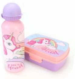 Broodtrommel + Drinkfles Unicorn | Lunchbox Voor Kinderen | Eenhoorn Roze LS03a -Voedselopslag Winkel 1141x1200