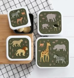 A Little Lovely Company - Brooddoos - Broodtrommel -Lunch & Snack Box Set Van 4 - Savanne -Voedselopslag Winkel 1142x1200 18