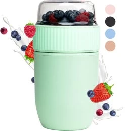 Coninx Yoghurtbeker To Go - Muesli Beker To Go - Lunchbeker - Mueslibeker 640ml (450ml+190ml) - Groen