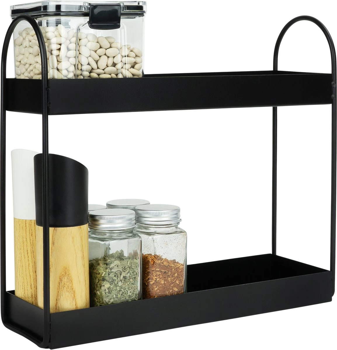 QUVIO Kruidenrek Staand - Keukenrek - Kruidencarrousel - Aanrecht Organizer -Keuken Organizer - Opbergrek - Metaal - 10 X 32 X 29 Cm - Zwart 1 QUVIO Kruidenrek Staand - Keukenrek - Kruidencarrousel - Aanrecht Organizer -Keuken Organizer - Opbergrek - Metaal - 10 X 32 X 29 Cm - Zwart