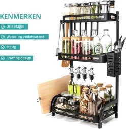 Sens Design Kruidenrek Staand – Keukenrek Voor Kruidenpotjes - Zwart -Voedselopslag Winkel 1170x1200