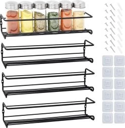 Merkloos Friendly Kitchen - Zwart Ophangbaar Kruidenrek - Modern Strak Kruidenrekje - Staal -Voedselopslag Winkel 1178x1200