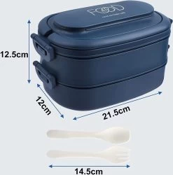 OITUGG Lunchbox Volwassenen: 2-laags Bento Box 1550 Ml Voor Mannen Vrouw - 3-vaks Lunchbox Met Bestek - BPA-vrije Plastic Lunchbox Geschikt Voor Kantoorschool - Magnetronbestendig Vaatwasmachinebestendig (blauw) -Voedselopslag Winkel 1184x1200