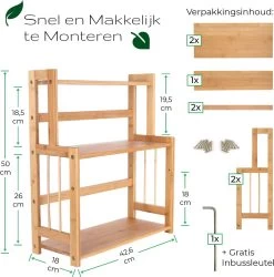 Cellavi Duurzaam Kruidenrek Staand Van Bamboe - Keukenrek Verstelbaar - Keuken Accessoires - Stevige Constructie - Multifunctioneel En Waterafstotend -Voedselopslag Winkel 1185x1200 2