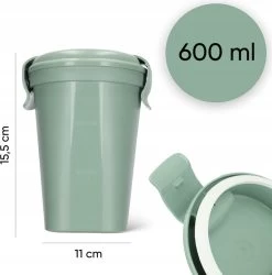 Curver Lunch & Go Beker - Magnetronbestendig - Lunchbeker – Muesli Beker - Soepbeker - Yoghurt Beker To Go – LunchBox - KoffieBeker - Salade Lunchbox - 0,6l – Groen -Voedselopslag Winkel 1186x1200