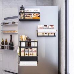 Merkloos Multifunctioneel Ophangbaar Keukenrek Of Badrek- Multifunctioneel Organiser - Magnetisch - Zwart -Voedselopslag Winkel 1196x1200 2