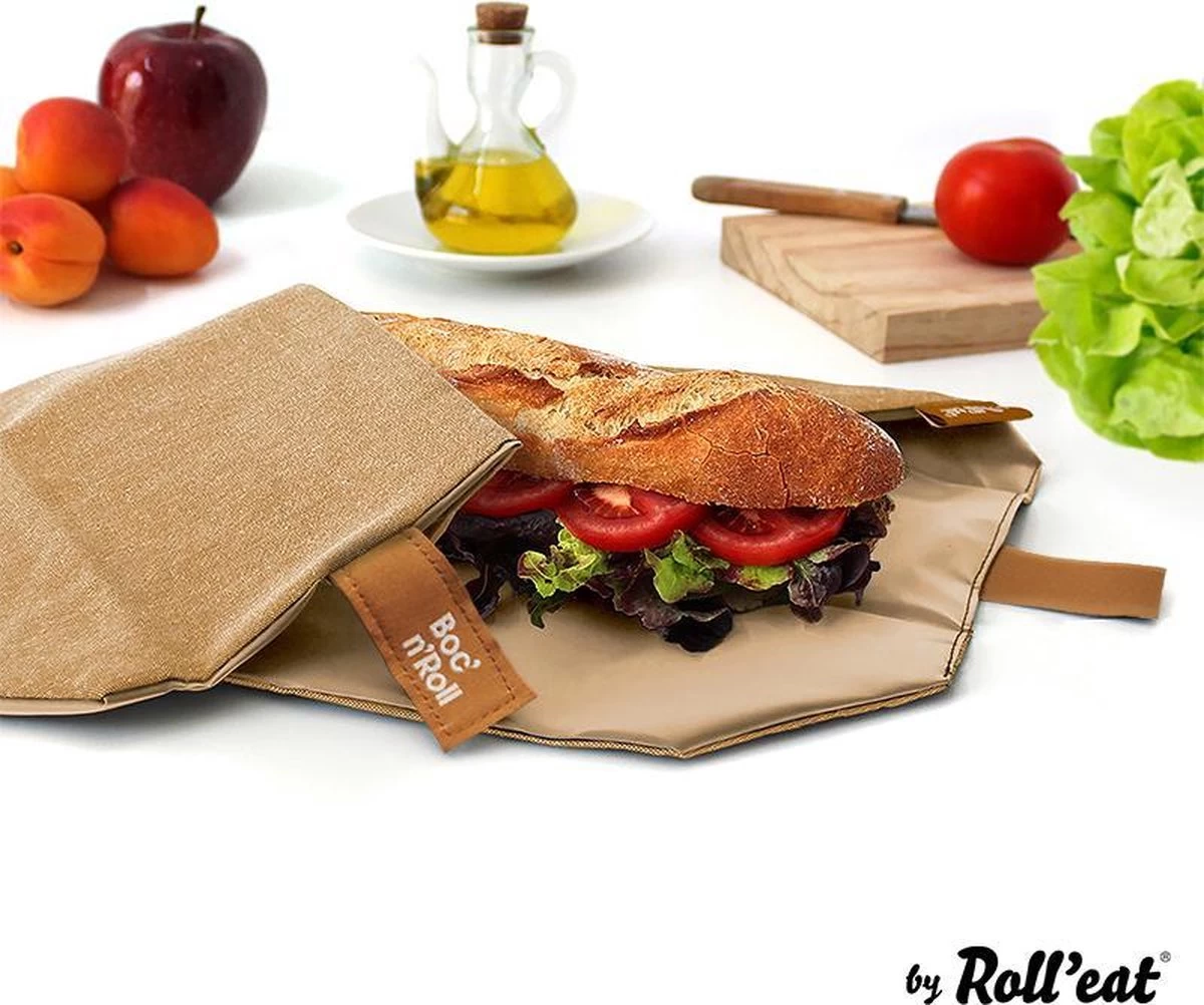 Roll'Eat Boc'n'Roll Foodwrap - Nature Brown 2 Roll'Eat Boc'n'Roll Foodwrap - Nature Brown - Afbeelding 2