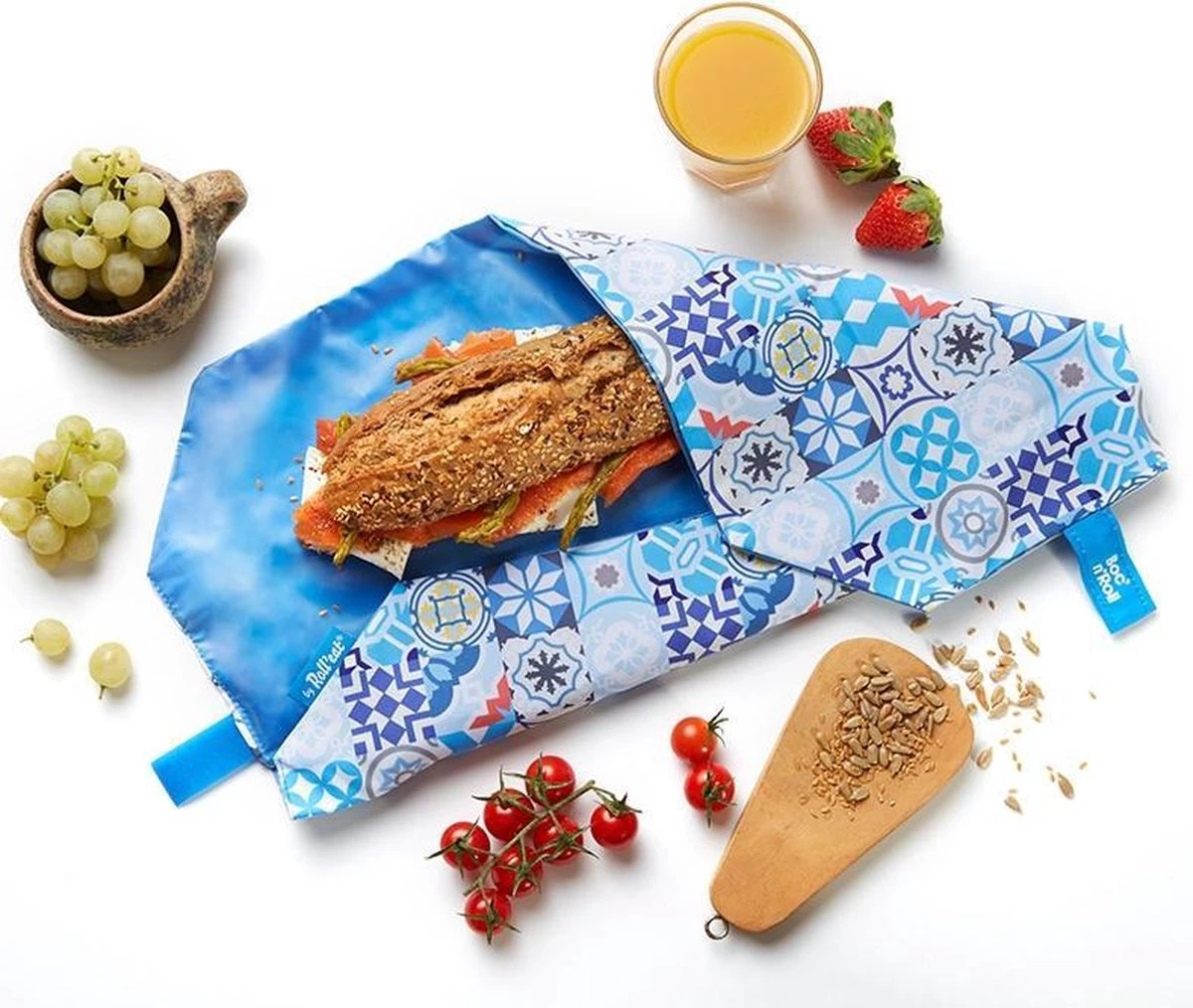 Boc'n'Roll Foodwrap - Patchwork Blauw 5 Boc'n'Roll Foodwrap - Patchwork Blauw - Afbeelding 5