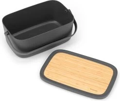 Brabantia Nic Broodtrommel - Met Bamboe Deksel - Dark Grey -Voedselopslag Winkel 1200x1017