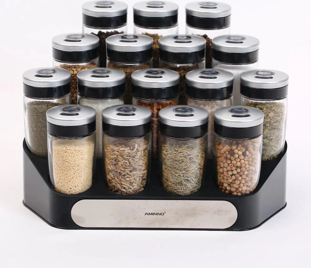 Merkloos Decopatent® Kruidenrek Incl. 16 Glazen Kruiden Potjes - Rvs Strooideksel - Staand Kruiden & Specerijen Rek - Kruidenpotjes Glas 8 Merkloos Decopatent® Kruidenrek Incl. 16 Glazen Kruiden Potjes - Rvs Strooideksel - Staand Kruiden & Specerijen Rek - Kruidenpotjes Glas - Afbeelding 8