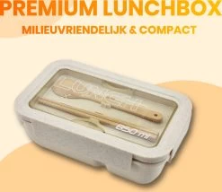 BentoBros® Duurzame Bento Box - Broodtrommel - Lunchtrommel - Lunchbox - Lunchset Voor Kinderen - Brooddoos - Duurzaam Hout - Inclusief Bestek - Voor Volwassenen En Kinderen - 0,85 Liter - Geschikt Voor Magnetron, Vriezer En Vaatwasser - Beige -Voedselopslag Winkel 1200x1039
