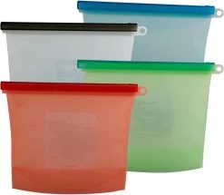 LOUZR Siliconen Vershoudzakken - Set 4-Stuks - 1000ml - Herbruikbaar