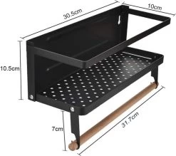 Merkloos Kruidenrek Zwart - Multifunctioneel Ophangbaar Keukenrek - Keukenrolhouder Zwart - Multifunctioneel Kruidenrek - Magnetisch Kruidenrek - Keuken Organizer - Koelkast Rek -Voedselopslag Winkel 1200x1066