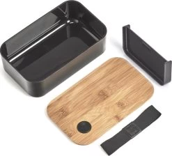 Lunchtrommel/broodtrommel 2-vaks Zwart/naturel Bamboe 19 X 7 Cm - Keukenbenodigdheden - Lunch/brood Meenemen - Trommels/boxen -Voedselopslag Winkel 1200x1088 1