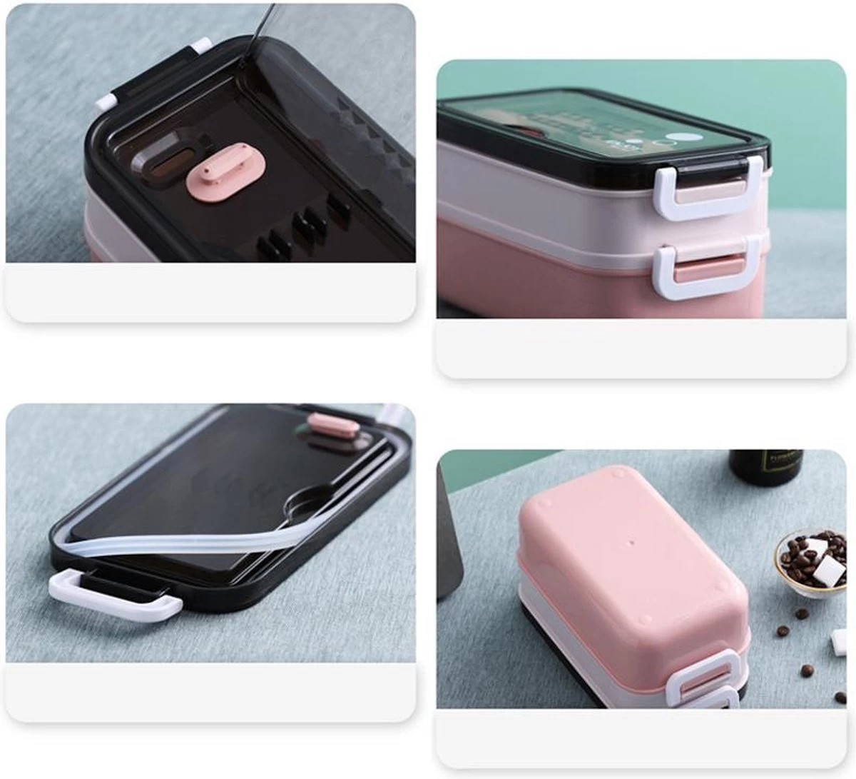 Lunchbox - Meal Prep Bakjes - Lunch Box Met Deksel - Meal Prep – Bento Box - Lunchtrommel Met Bestek Blauw 15 Lunchbox - Meal Prep Bakjes - Lunch Box Met Deksel - Meal Prep – Bento Box - Lunchtrommel Met Bestek Blauw - Afbeelding 15