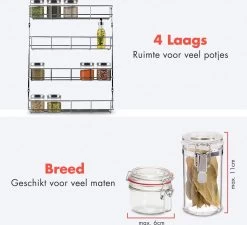 KitchenBrothers Ophangbaar Kruidenrek Voor 32 Kruidenpotjes - Spice Rack – Keuken Rek - Kruiden Organizer - Specerijen Opbergen - 4 Laags - 40 X 6.3 X 50 Cm - RVS 12 KitchenBrothers Ophangbaar Kruidenrek Voor 32 Kruidenpotjes - Spice Rack – Keuken Rek - Kruiden Organizer - Specerijen Opbergen - 4 Laags - 40 X 6.3 X 50 Cm - RVS -Voedselopslag Winkel 1200x1093