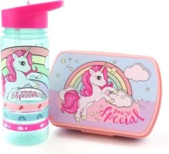 Unicorn Broodtrommel + PET Drinkfles Lichtblauw | Eenhoorn Lunchbox Set Voor Meisjes LS22 21 Unicorn Broodtrommel + PET Drinkfles Lichtblauw | Eenhoorn Lunchbox Set Voor Meisjes LS22 -Voedselopslag Winkel 1200x1095