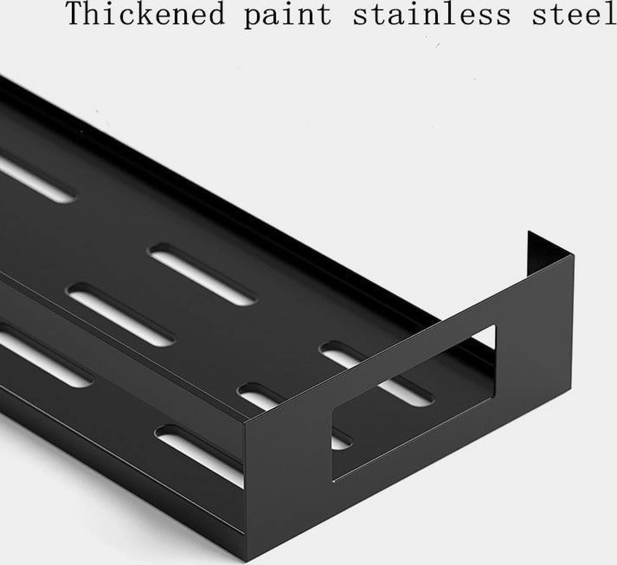 Merkloos Kruidenrek / Opbergrek - RVS - Perforatievrij Aan De Muur Gemonteerd - 50x13x6 Cm - Zwart 6 Merkloos Kruidenrek / Opbergrek - RVS - Perforatievrij Aan De Muur Gemonteerd - 50x13x6 Cm - Zwart - Afbeelding 6