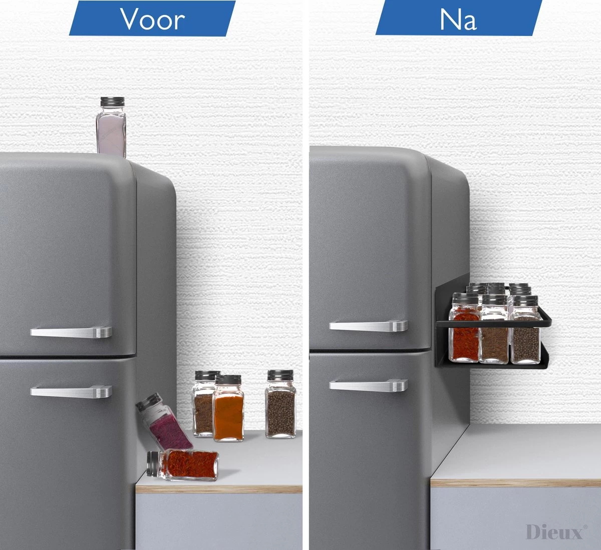 Dieux® - Magnetisch Kruidenrek - Ophangbaar Opbergrek - Keukenrek - Complete Set - Aanrecht Organiser - Badkamerrek - Wandrek - Staal - Zwart - Pasen 2 Dieux® - Magnetisch Kruidenrek - Ophangbaar Opbergrek - Keukenrek - Complete Set - Aanrecht Organiser - Badkamerrek - Wandrek - Staal - Zwart - Pasen - Afbeelding 2