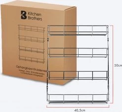 KitchenBrothers Ophangbaar Kruidenrek Voor 32 Kruidenpotjes - Spice Rack – Keuken Rek - Kruiden Organizer - Specerijen Opbergen - 4 Laags - 40 X 6.3 X 50 Cm - RVS 13 KitchenBrothers Ophangbaar Kruidenrek Voor 32 Kruidenpotjes - Spice Rack – Keuken Rek - Kruiden Organizer - Specerijen Opbergen - 4 Laags - 40 X 6.3 X 50 Cm - RVS -Voedselopslag Winkel 1200x1105