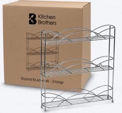 KitchenBrothers Kruidenrek - Staand - Voor 21 Potjes - 3 Laags - Chroom -Voedselopslag Winkel 1200x1106 2