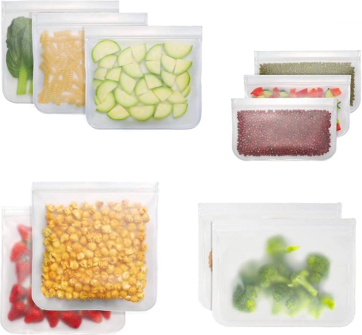 Siliconen Vershoudzakken | Diepvrieszakken | Set Van 10 | Duurzaam | Herbruikbaar Boterhamzakje | Mealprep 1 Siliconen Vershoudzakken | Diepvrieszakken | Set Van 10 | Duurzaam | Herbruikbaar Boterhamzakje | Mealprep