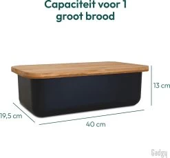 Gadgy Broodtrommel Met Bamboe Deksel – Brooddoos Met Snijplank - 36x19.5x11.5 Cm- Zwart 15 Gadgy Broodtrommel Met Bamboe Deksel – Brooddoos Met Snijplank - 36x19.5x11.5 Cm- Zwart -Voedselopslag Winkel 1200x1111