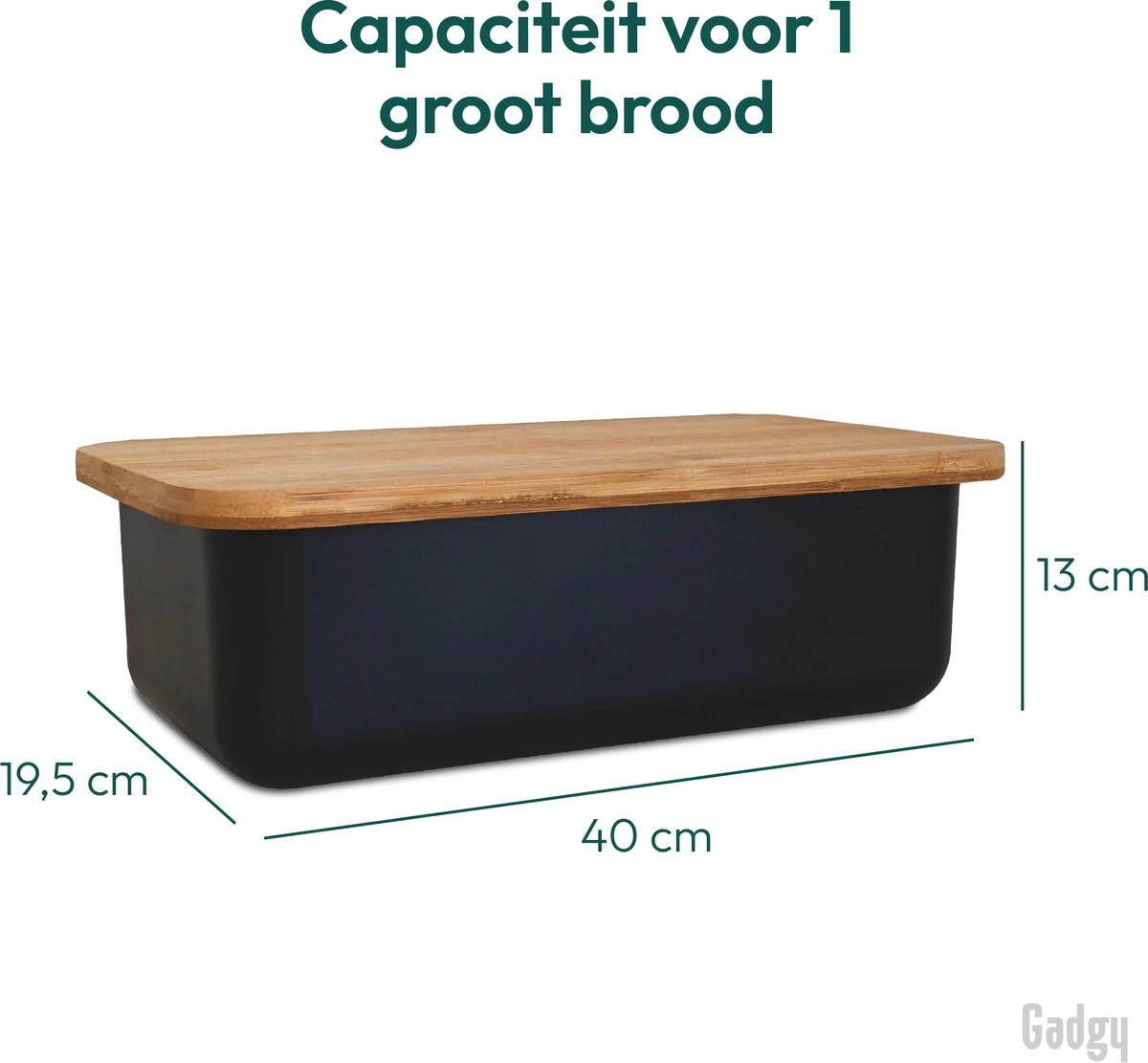 Gadgy Broodtrommel Met Bamboe Deksel – Brooddoos Met Snijplank - 36x19.5x11.5 Cm- Zwart 7 Gadgy Broodtrommel Met Bamboe Deksel – Brooddoos Met Snijplank - 36x19.5x11.5 Cm- Zwart - Afbeelding 7
