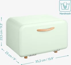 Navaris Metalen Broodtrommel Met Klapdeksel - Vershouddoos Voor Brood - 35 X 24 X 23 Cm - Van Ijzer Met Houten Details In Mintgroen -Voedselopslag Winkel 1200x1114 3