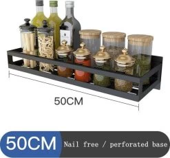 Merkloos Kruidenrek / Opbergrek - RVS - Perforatievrij Aan De Muur Gemonteerd - 50x13x6 Cm - Zwart 13 Merkloos Kruidenrek / Opbergrek - RVS - Perforatievrij Aan De Muur Gemonteerd - 50x13x6 Cm - Zwart -Voedselopslag Winkel 1200x1116