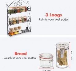 KitchenBrothers Kruidenrek - Staand En Ophangbaar - Voor 21 Potjes - 3 Laags - Metaal -Voedselopslag Winkel 1200x1122 3