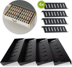 Kruidenrek Lade - Zwart - 4 Laags - Aluminium - Kruidenpotjes Opbergen