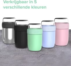 Coninx Thermos Lunchbox - Muesli Beker To Go - Isoleer Lunchpot - Yoghurtbeker To Go - Mueslibeker 840ml (600ml+240ml) - RVS / Roze -Voedselopslag Winkel 1200x1123