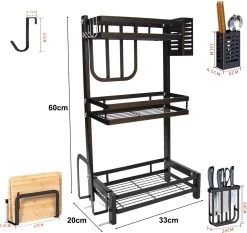 Chefs Cuisine Kruidenrek - Kruidenrek Staand - Keukenrek - Aanrecht Organiser - Bureau Organizer - Keuken Organizers - Roestvrij Staal -Voedselopslag Winkel 1200x1130 2