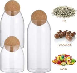 Igoods Helderglazen - Voorraadpot Met Kurkbal - Thee- En Koffiebus Met Bolvormig Houten Deksel - Voedselblikken - Keukenopslag - Opslagpotten 14 Igoods Helderglazen - Voorraadpot Met Kurkbal - Thee- En Koffiebus Met Bolvormig Houten Deksel - Voedselblikken - Keukenopslag - Opslagpotten -Voedselopslag Winkel 1200x1132 1