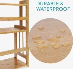 Navaris Keukenrek Met 3 Planken - Verstelbaar Kruidenrek Van Bamboe - Staand - Stevige Constructie - Natuurlijk Bamboehout - Waterafstotend -Voedselopslag Winkel 1200x1133 2