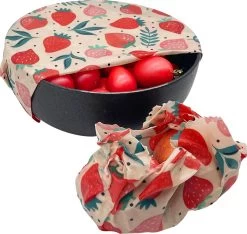 Bijenwas Wraps (Bijenwas Doek) - "rode Aardbei" Set Van 3 - 1S, 1M, 1L - Beeswax Wraps - Herbruikbaar Boterhamzakje - Bee Wrap - Beewax - Bijenwasdoek - Zero Waste - Duurzaam Cadeau -Voedselopslag Winkel 1200x1135