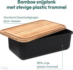 Gadgy Broodtrommel Met Bamboe Deksel – Brooddoos Met Snijplank - 36x19.5x11.5 Cm- Zwart 14 Gadgy Broodtrommel Met Bamboe Deksel – Brooddoos Met Snijplank - 36x19.5x11.5 Cm- Zwart -Voedselopslag Winkel 1200x1139 1